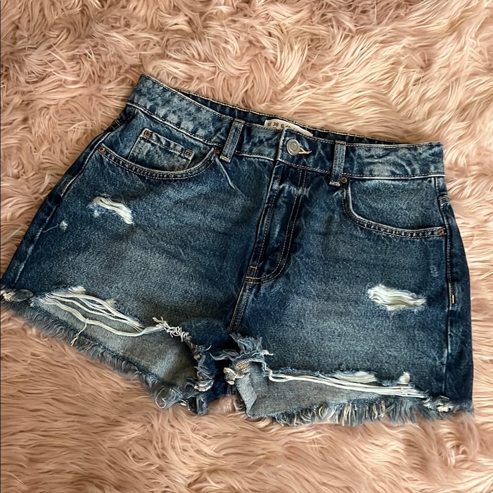 Primark Blue Jean Shorts Distressed Casual
